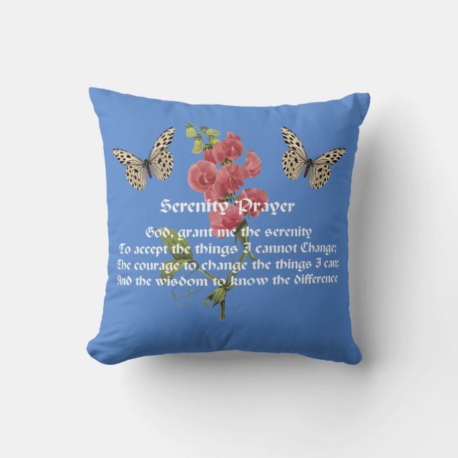 Serenity Prayer And Butterfly     Throw Pillow (Front)