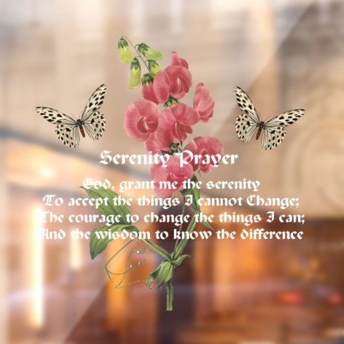 Serenity Prayer And Butterfly  Window Cling