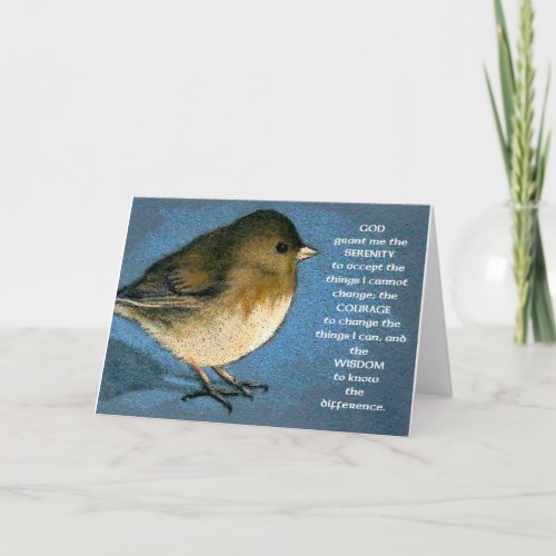 SERENITY PRAYER AND JUNCO ARTWORK CARD