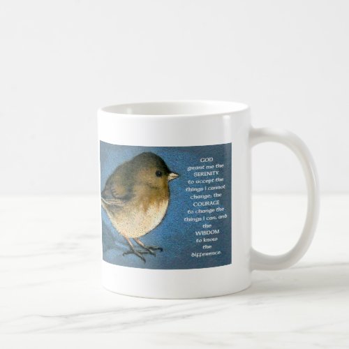 SERENITY PRAYER AND JUNCO ARTWORK COFFEE MUG