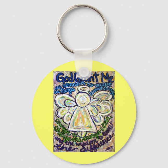 Serenity Prayer Angel Art Keychain Pendant (Front)