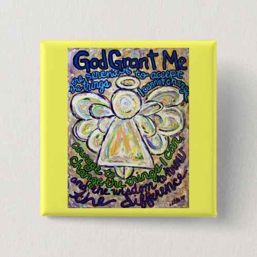 Serenity Prayer Angel Art Painting Pendant Pinback Button