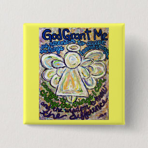 Serenity Prayer Angel Art Painting Pendant Pinback Button