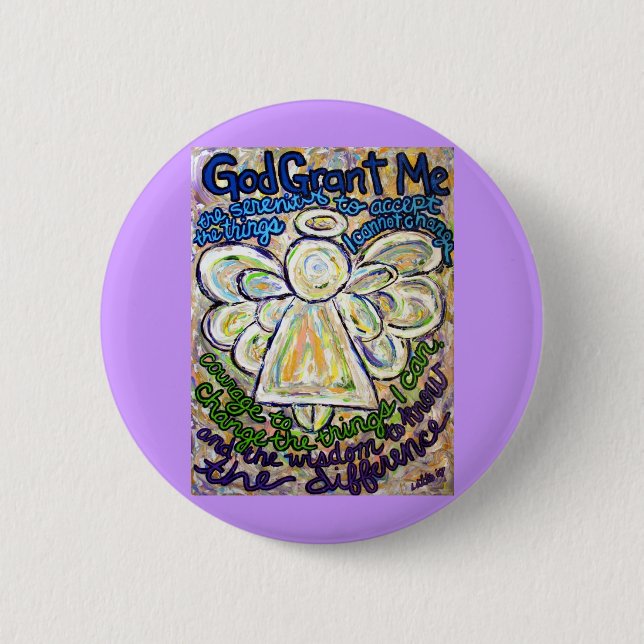 Serenity Prayer Angel Art Painting Pin (Front)