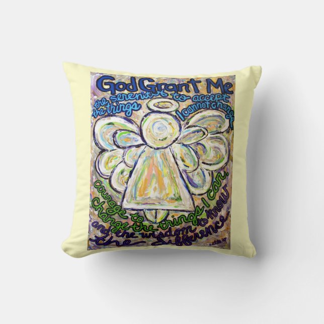 Serenity Prayer Angel Decorative Throw Pillow (Front)