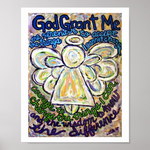 Serenity Prayer Angel Painting Art Poster (Small)