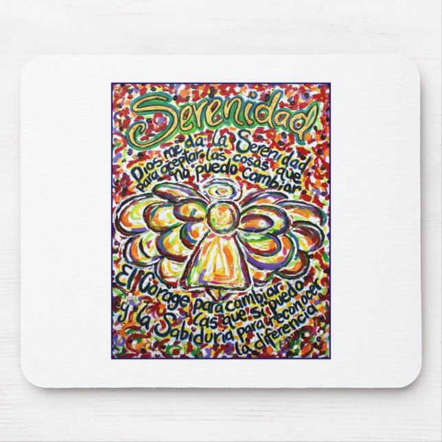 Serenity Prayer Angel (Spanish Text) Mouse Pad (Front)
