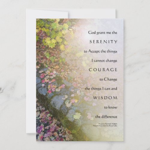 Serenity Prayer Autumn Leaves and Stone Wall Invit Invitation