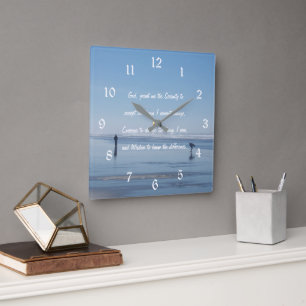 Serenity Prayer Beach Walkers Square Wall Clock