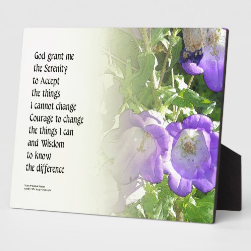 Serenity Prayer Bell Flowers Plaque