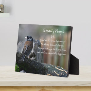 Serenity Prayer Bird on Branch Photo Plaque