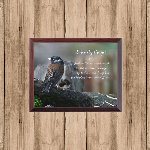 Serenity Prayer Bird on Branch Plaque