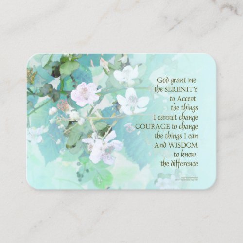 Serenity Prayer Blackberry Blossoms Business Card