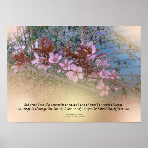 Serenity Prayer Blossoms Blue House Poster