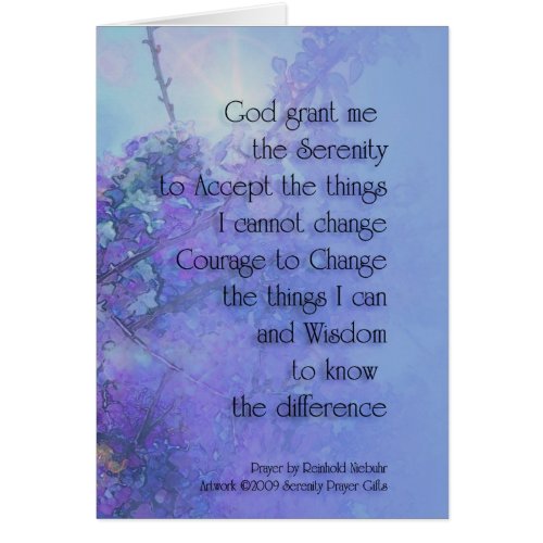 Serenity Prayer Blue Blossoms Card