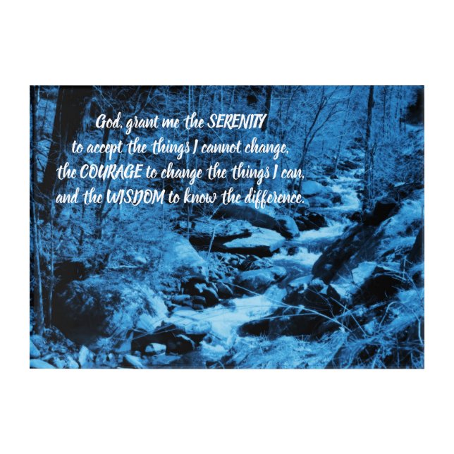 Serenity Prayer Blue Flowing Brook Inspirational  Acrylic Print (Front)