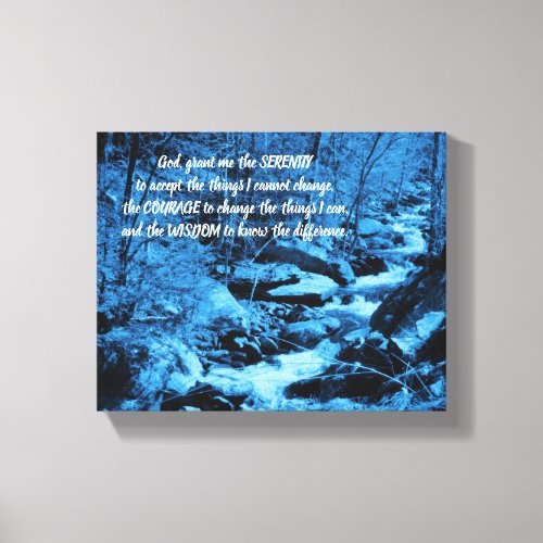 Serenity Prayer Blue Flowing Brook Inspirational   Canvas Print