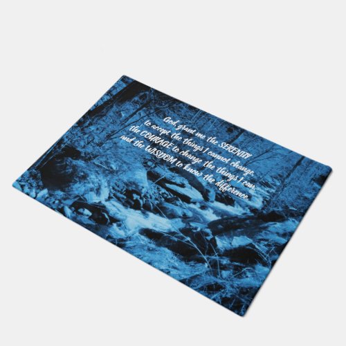 Serenity Prayer Blue Flowing Brook Inspirational   Doormat