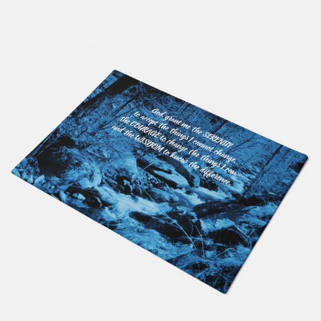 Serenity Prayer Blue Flowing Brook Inspirational   Doormat (Angled)