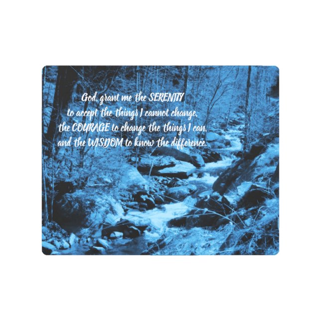 Serenity Prayer Blue Flowing Brook Inspirational   Metal Print (Front)