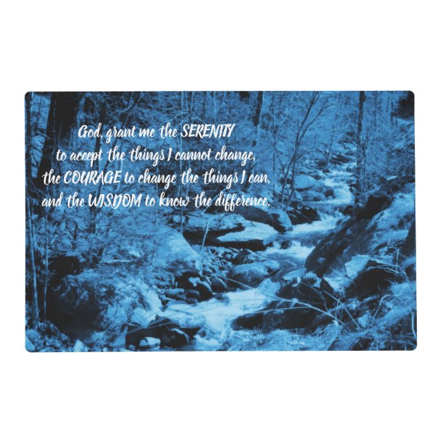Serenity Prayer Blue Flowing Brook Inspirational  Placemat (Front)