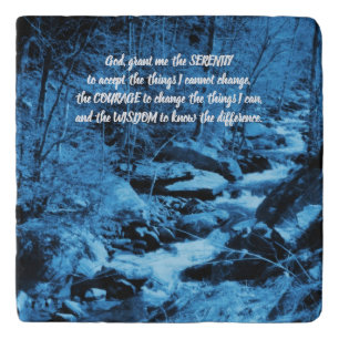 Serenity Prayer Blue Flowing Brook Inspirational Trivet