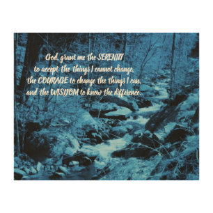 Serenity Prayer Blue Flowing Brook Inspirational   Wood Wall Art