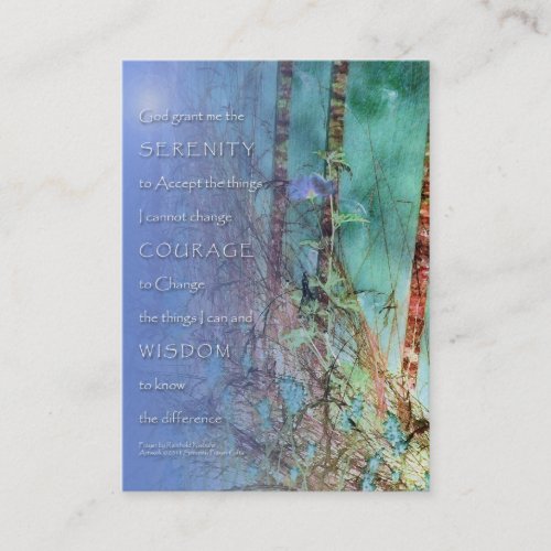 Serenity Prayer Blue Green Fence  Weeds Business  Business Card