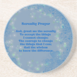Serenity Prayer Blue Hearts Inspirational Drink Coaster