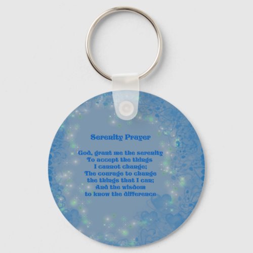 Serenity Prayer Blue Hearts Inspirational Keychain