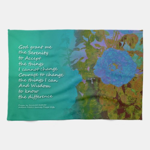 Serenity Prayer Blue Roses 2 Towel