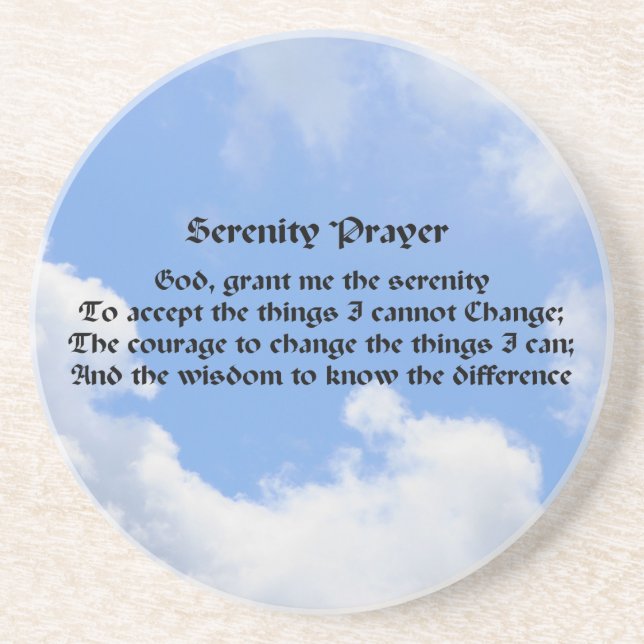 Serenity Prayer Blue Sky Inspirational Drink Coaster (Front)