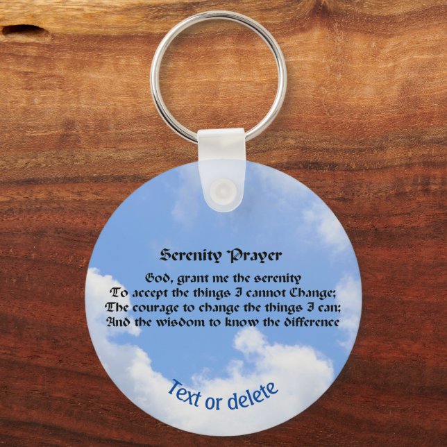 Serenity Prayer Blue Sky Inspirational  Keychain (Front)