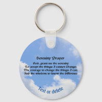 Serenity Prayer Blue Sky Inspirational Keychain