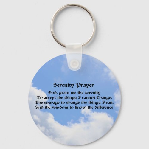 Serenity Prayer Blue Sky Inspirational Keychain