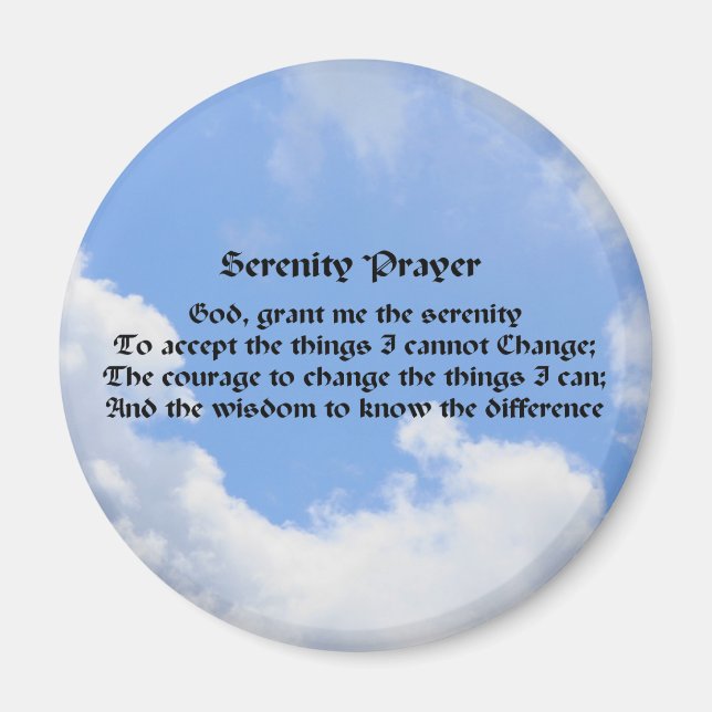 Serenity Prayer Blue Sky Inspirational Magnet (Front)