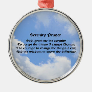 Serenity Prayer Blue Sky Inspirational Metal Ornament