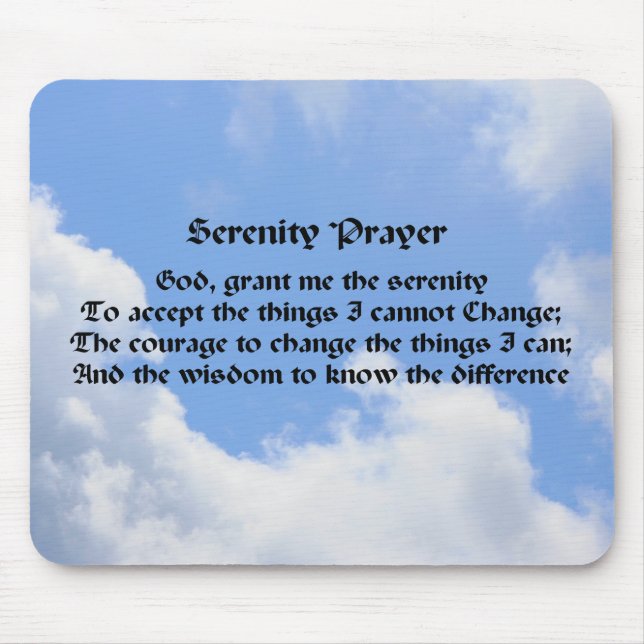 Serenity Prayer Blue Sky Inspirational Mousepad (Front)