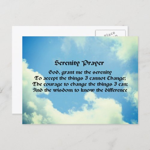 Serenity Prayer Blue Sky Inspirational Postcard