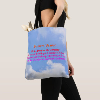 Serenity Prayer Blue Sky Inspirational Tote Bag