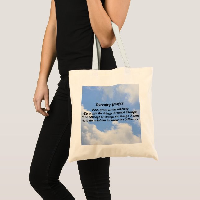 Serenity Prayer Blue Sky Inspirational  Tote Bag (Front (Product))