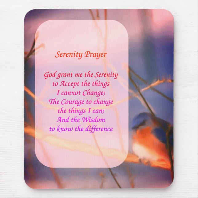 Serenity Prayer Bluebird Inspirational Mouse Pad (Front)
