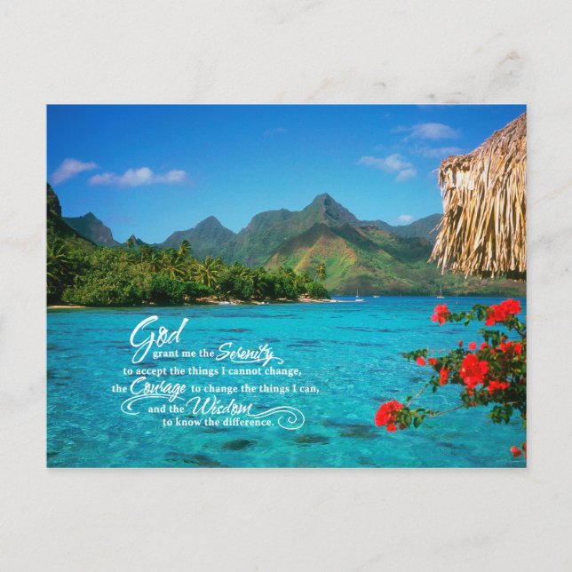Serenity Prayer & Bora Bora Postcard (Front)