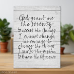 Serenity Prayer - Bounce Calligraphy Script Modern Postcard<br><div class="desc">A rustic,  yet urban look for a study that can change your life.</div>