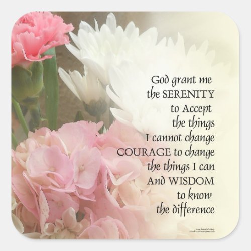 Serenity Prayer Bouquet Square Sticker