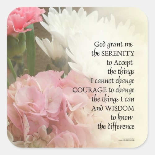 Serenity Prayer Bouquet Square Sticker