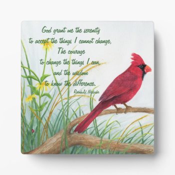Serenity Prayer - Bright Red Cardinal Plaque by SharonKMoore at Zazzle