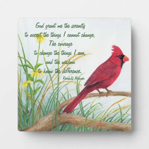 Serenity Prayer _ Bright Red Cardinal Plaque