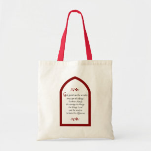 Serenity Prayer-Burgundy Frame/Vintage Tote Bag