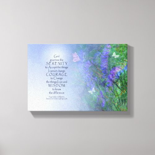 Serenity Prayer Butterflies and Vetch Wrapped Canv Canvas Print